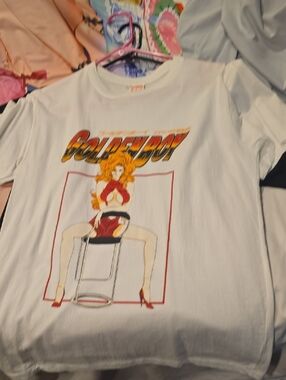 GOLDENBOY Graphic Tee — White with Red & Yellow Print